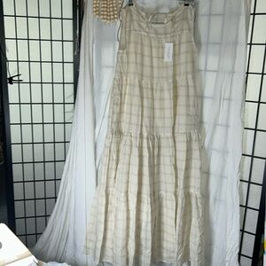 NEW! Laude the Label Tiered Windowpane Maxi Dress size XS.
